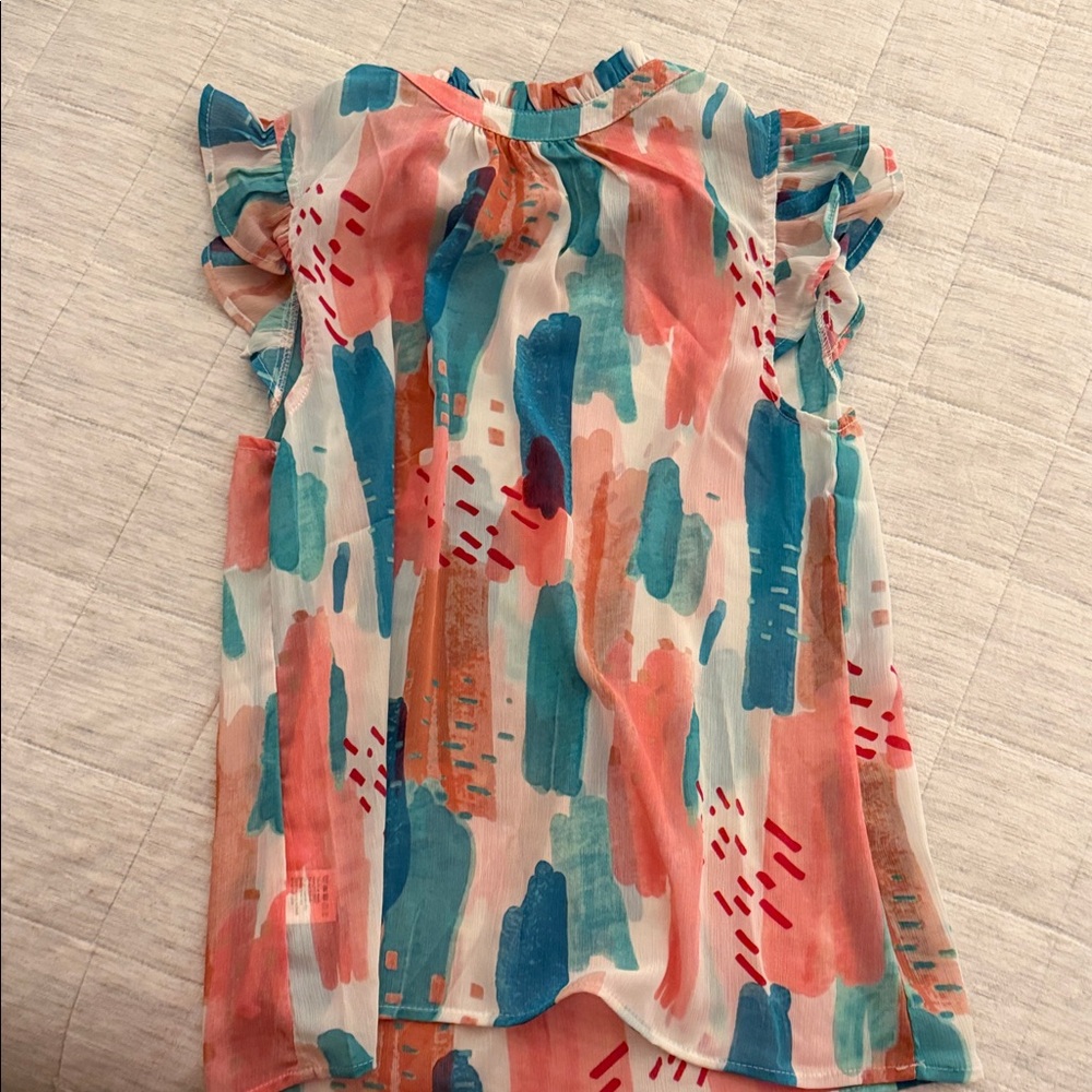Colorful Ruffle Sleeve Top